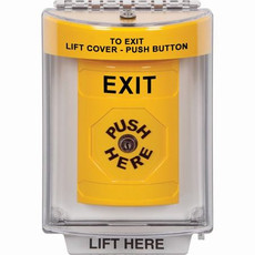 SS2240XT-EN STI Yellow Indoor/Outdoor Flush w/ Horn Key-to-Reset Stopper Station with EXIT Label English