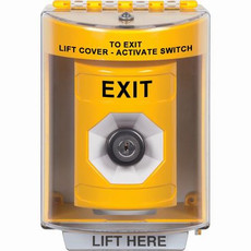 SS2273XT-EN STI Yellow Indoor/Outdoor Surface Key-to-Activate Stopper Station with EXIT Label English