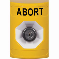 SS2203AB-EN STI Yellow No Cover Key-to-Activate Stopper Station with ABORT Label English