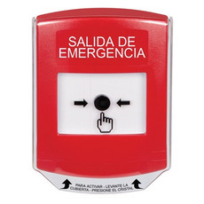 GLR0A1EX-ES STI Red Indoor Only Shield w/ Sound Key-to-Reset Push Button with EMERGENCY EXIT Label Spanish