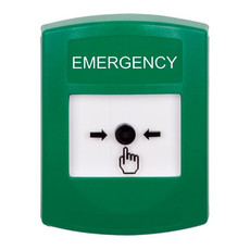GLR101EM-EN STI Green Indoor Only No Cover Key-to-Reset Push Button with EMERGENCY LabelEnglish