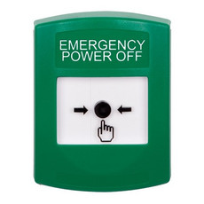 GLR101PO-EN STI Green Indoor Only No Cover Key-to-Reset Push Button with EMERGENCY POWER OFF Label English
