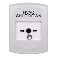 GLR301HV-EN STI White Indoor Only No Cover Key-to-Reset Push Button with HVAC SHUT-DOWN Label English