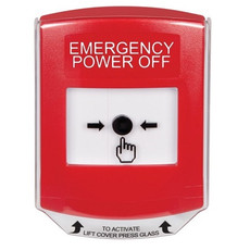 GLR021PO-EN STI Red Indoor Only Shield Key-to-Reset Push Button with EMERGENCY POWER OFF Label English