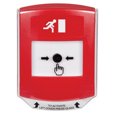 GLR021RM-EN STI Red Indoor Only Shield Key-to-Reset Push Button with Running Man Icon English