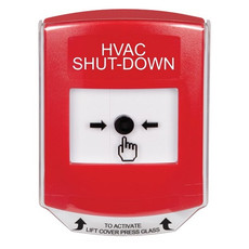 GLR0A1HV-EN STI Red Indoor Only Shield w/ Sound Key-to-Reset Push Button with HVAC SHUT-DOWN Label English
