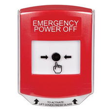 GLR0A1PO-EN STI Red Indoor Only Shield w/ Sound Key-to-Reset Push Button with EMERGENCY POWER OFF Label English