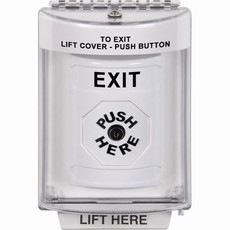 SS2340XT-EN STI White Indoor/Outdoor Flush w/ Horn Key-to-Reset Stopper Station with EXIT Label English
