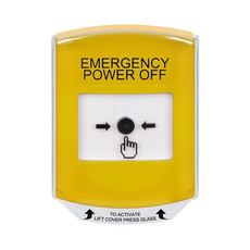 GLR2A1PO-EN STI Yellow Indoor Only Shield w/ Sound Key-to-Reset Push Button with EMERGENCY POWER OFF Label English