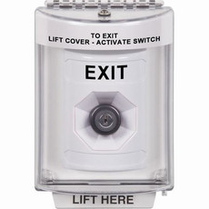 SS2343XT-EN STI White Indoor/Outdoor Flush w/ Horn Key-to-Activate Stopper Station with EXIT Label English