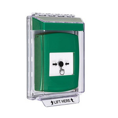 GLR131NT-EN STI Green Indoor/Outdoor Low Profile Flush Mount Key-to-Reset Push Button with No Text Label English