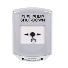 GLR3A1PS-EN STI White Indoor Only Shield w/ Sound Key-to-Reset Push Button with FUEL PUMP SHUT-DOWN Label English