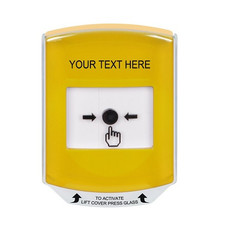 GLR2A1ZA-EN STI Yellow Indoor Only Shield w/ Sound Key-to-Reset Push Button with Non-Returnable Custom Text Label English