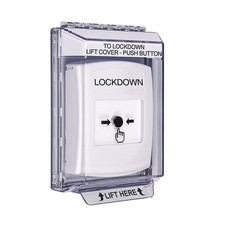 GLR331LD-EN STI White Indoor/Outdoor Low Profile Flush Mount Key-to-Reset Push Button with LOCKDOWN Label English