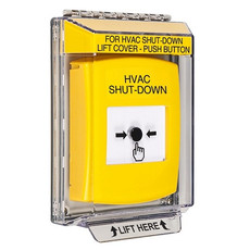 GLR241HV-EN STI Yellow Indoor/Outdoor Low Profile Flush Mount w/ Sound Key-to-Reset Push Button with HVAC SHUT-DOWN Label English