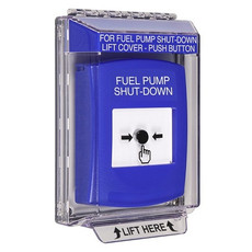 GLR441PS-EN STI Blue Indoor/Outdoor Low Profile Flush Mount w/ Sound Key-to-Reset Push Button with FUEL PUMP SHUT-DOWN Label English