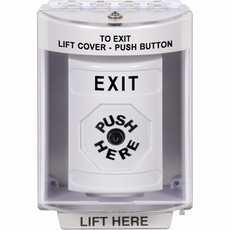 SS2380XT-EN STI White Indoor/Outdoor Surface w/ Horn Key-to-Reset Stopper Station with EXIT Label English
