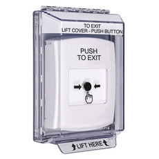 GLR341PX-EN STI White Indoor/Outdoor Low Profile Flush Mount w/ Sound Key-to-Reset Push Button with PUSH TO EXIT Label English
