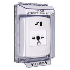 GLR341RM-EN STI White Indoor/Outdoor Low Profile Flush Mount w/ Sound Key-to-Reset Push Button with Running Man Icon English