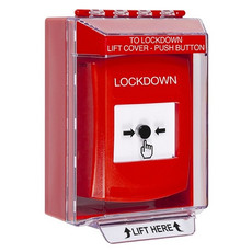 GLR071LD-EN STI Red Indoor/Outdoor Low Profile Surface Mount Key-to-Reset Push Button with LOCKDOWN Label English