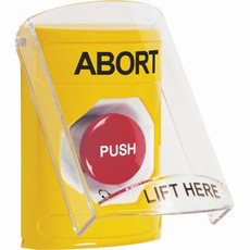 SS2221AB-EN STI Yellow Indoor Only Flush or Surface Turn-to-Reset Stopper Station with ABORT Label English