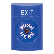 SS2400XT-EN STI Blue No Cover Key-to-Reset Stopper Station with EXIT Label English