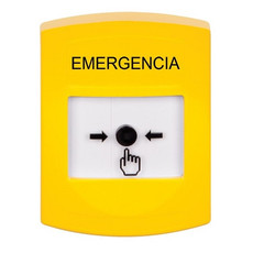 GLR201EM-ES STI Yellow Indoor Only No Cover Key-to-Reset Push Button with EMERGENCY Label Spanish