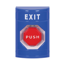 SS2405XT-EN STI Blue No Cover Momentary (Illuminated) Stopper Station with EXIT Label English