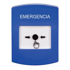 GLR401EM-ES STI Blue Indoor Only No Cover Key-to-Reset Push Button with EMERGENCY Label Spanish