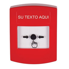 GLR001ZA-ES STI Red Indoor Only No Cover Key-to-Reset Push Button with Non-Returnable Custom Text Label Spanish