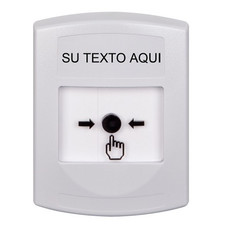 GLR301ZA-ES STI White Indoor Only No Cover Key-to-Reset Push Button with Non-Returnable Custom Text Label Spanish