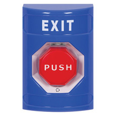 SS2409XT-EN STI Blue No Cover Turn-to-Reset (Illuminated) Stopper Station with EXIT Label English