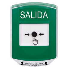 GLR121XT-ES STI Green Indoor Only Shield Key-to-Reset Push Button with EXIT Label Spanish