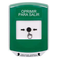 GLR121PX-ES STI Green Indoor Only Shield Key-to-Reset Push Button with PUSH TO EXIT Label Spanish