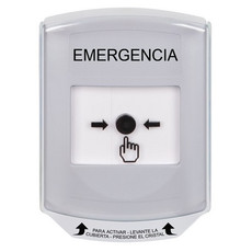 GLR321EM-ES STI White Indoor Only Shield Key-to-Reset Push Button with EMERGENCY Label Spanish