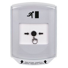 GLR321RM-ES STI White Indoor Only Shield Key-to-Reset Push Button with Running Man Icon Spanish