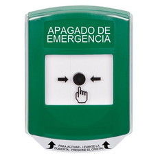 GLR1A1PO-ES STI Green Indoor Only Shield w/ Sound Key-to-Reset Push Button with EMERGENCY POWER OFF Label Spanish