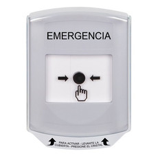 GLR3A1EM-ES STI White Indoor Only Shield w/ Sound Key-to-Reset Push Button with EMERGENCY Label Spanish