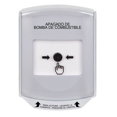 GLR3A1PS-ES STI White Indoor Only Shield w/ Sound Key-to-Reset Push Button with FUEL PUMP SHUT-DOWN Label Spanish