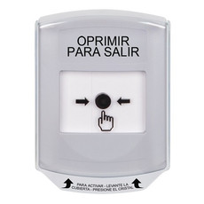 GLR3A1PX-ES STI White Indoor Only Shield w/ Sound Key-to-Reset Push Button with PUSH TO EXIT Label Spanish