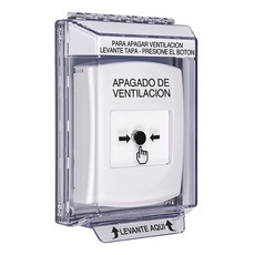 GLR341HV-ES STI White Indoor/Outdoor Low Profile Flush Mount w/ Sound Key-to-Reset Push Button with HVAC SHUT-DOWN Label Spanish