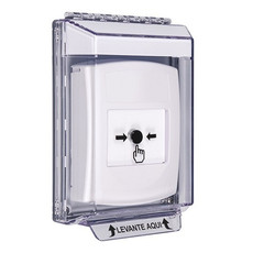GLR331NT-ES STI White Indoor/Outdoor Low Profile Flush Mount Key-to-Reset Push Button with No Text Label Spanish