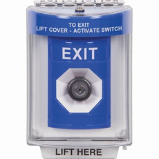 SS2443XT-EN STI Blue Indoor/Outdoor Flush w/ Horn Key-to-Activate Stopper Station with EXIT Label English