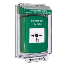 GLR141LD-ES STI Green Indoor/Outdoor Low Profile Flush Mount w/ Sound Key-to-Reset Push Button with LOCKDOWN Label Spanish