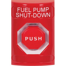 SS2005PS-EN STI Red No Cover Momentary (Illuminated) Stopper Station with FUEL PUMP SHUT DOWN Label English