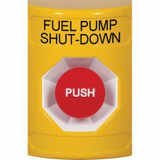 SS2204PS-EN STI Yellow No Cover Momentary Stopper Station with FUEL PUMP SHUT DOWN Label English