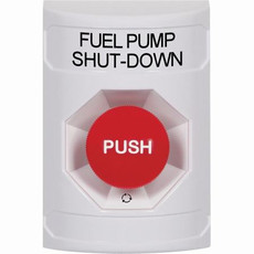 SS2301PS-EN STI White No Cover Turn-to-Reset Stopper Station with FUEL PUMP SHUT DOWN Label English