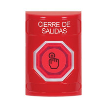 SS2006LD-ES STI Red No Cover Momentary (Illuminated) with Red Lens Stopper Station with LOCKDOWN Label Spanish