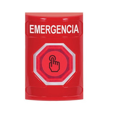 SS2007EM-ES STI Red No Cover Weather Resistant Momentary (Illuminated) with Red Lens Stopper Station with EMERGENCY Label Spanish