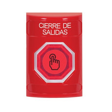 SS2007LD-ES STI Red No Cover Weather Resistant Momentary (Illuminated) with Red Lens Stopper Station with LOCKDOWN Label Spanish